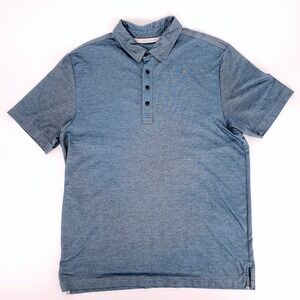 Travis Mathew Mens Golf Blue Short Sleeve Ligthweight Athletic Polo Sz Large